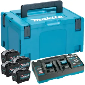 Makita 1910B1-4 40Vmax XGT Power Source Kit 240V With 4 x 8.0Ah BL4080F Batteries, Charger & Case