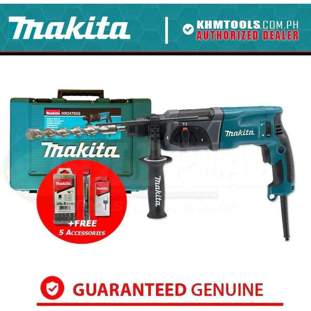 Makita HR2470X5 3-Modes SDS-Plus Rotary Hammer 24mm 2.7J