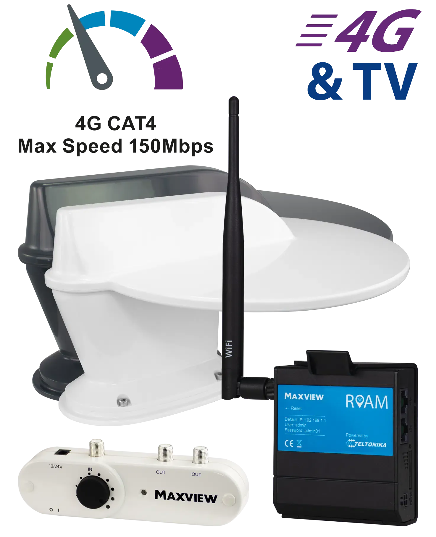 Maxview Roam Combo 4g Wi-fi system White With Built In TV Antenna