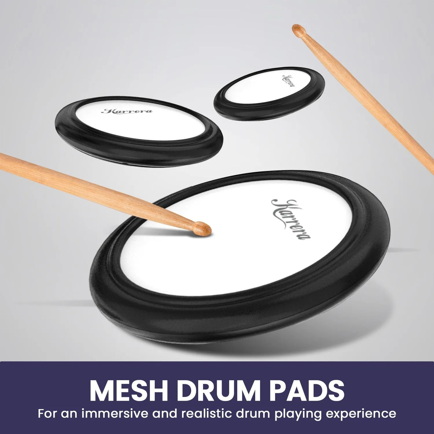 Mesh Pads, 12 Sound Modes, USB Electronic Drum Kit – Karrera