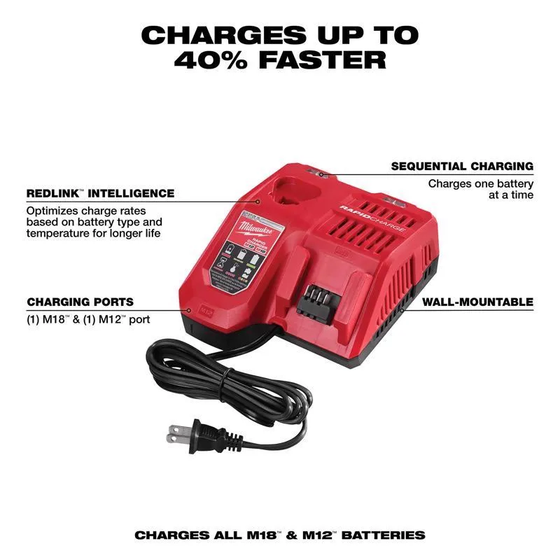 Milwaukee M18 RedLithium XC 8 Ah Lithium-Ion High Output Battery and Charger Starter Kit 2 pc