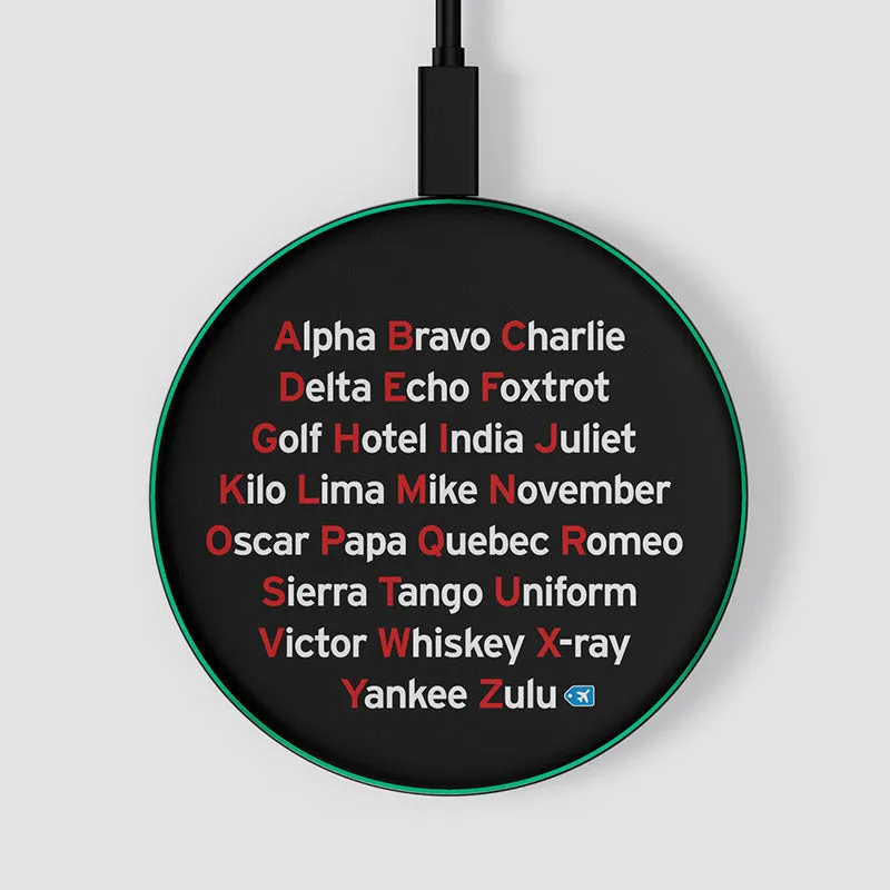 NATO Phonetic Alphabet - Wireless Charger