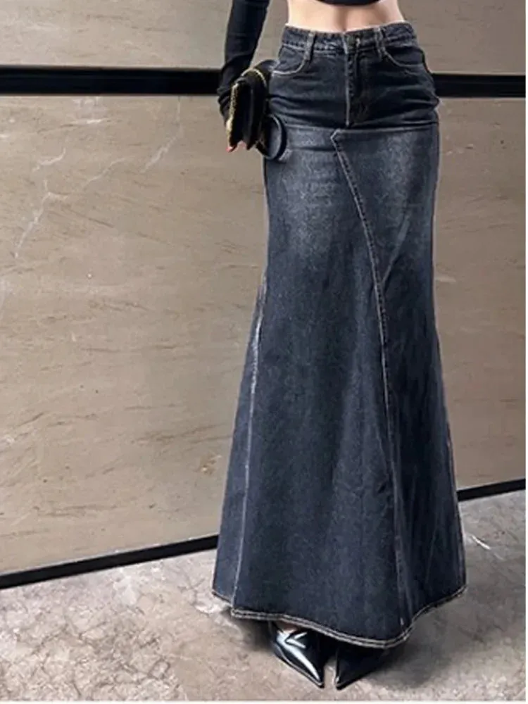 New Autumn Winter Hip-hugging Denim Long Skirt Bottom