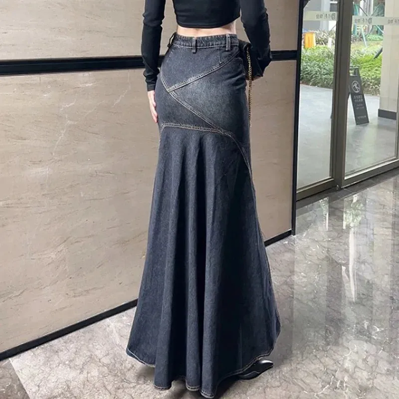 New Autumn Winter Hip-hugging Denim Long Skirt Bottom