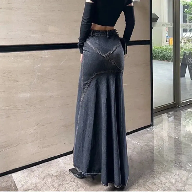 New Autumn Winter Hip-hugging Denim Long Skirt Bottom