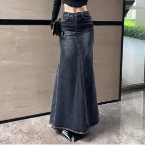 New Autumn Winter Hip-hugging Denim Long Skirt Bottom