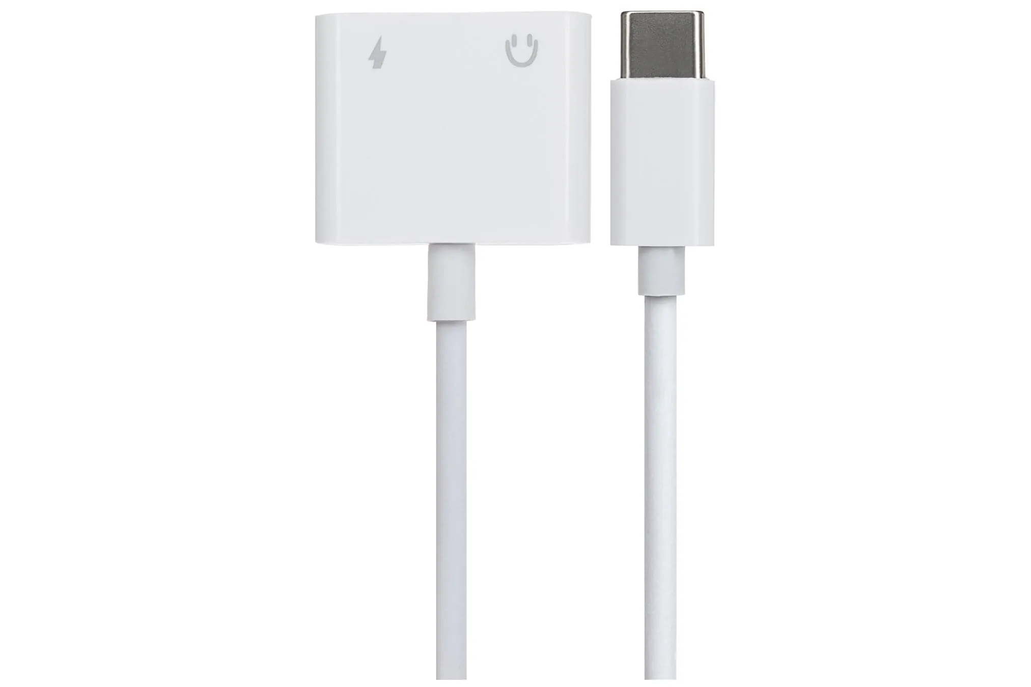 Nikkai USB-C to 3.5mm Headphone Jack / USB-C PD Charging Port Adapter - White, 10cm