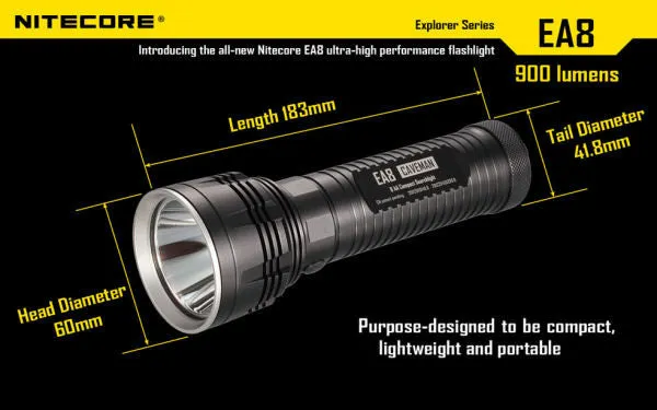 Nitecore EA8 Caveman XM-L U2 LED 900 Lumen Flashlight