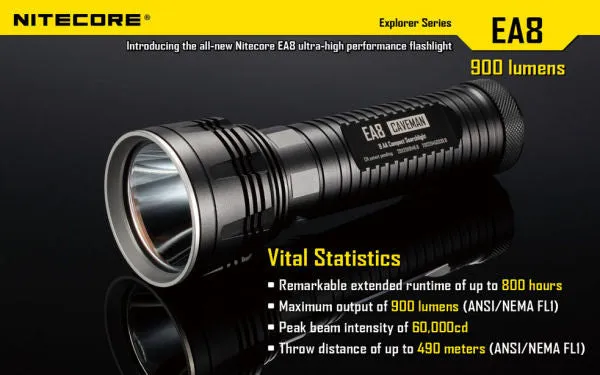 Nitecore EA8 Caveman XM-L U2 LED 900 Lumen Flashlight