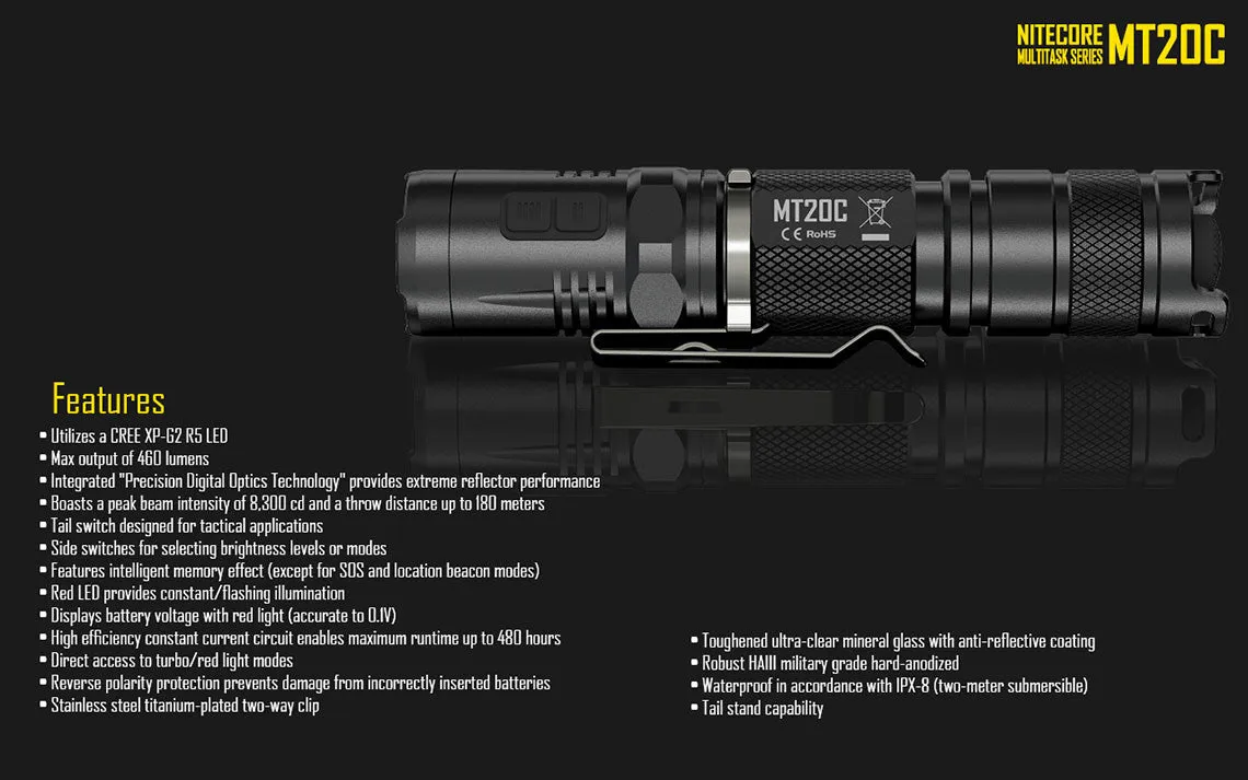 Nitecore MT20C CREE XP-G2 LED Flashlight - 460 Lumens