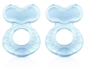 Nuby Silicone Teethe-eez Teether with Bristles, Includes Hygienic Case, Blue, 2 Pack