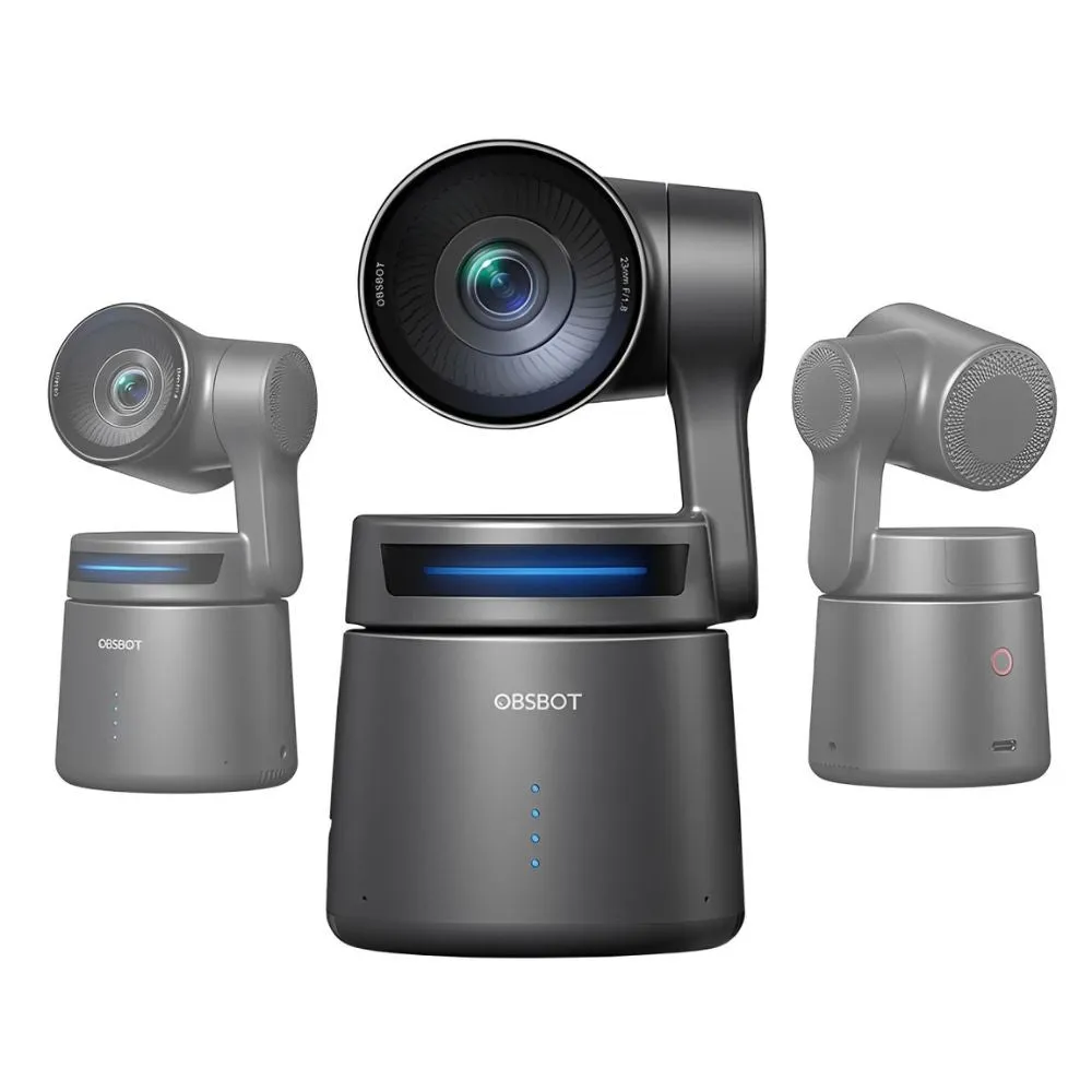 OBSBOT Tail Air AI-Powered 4K PTZ Streaming Camera with Intelligent Auto Tracking, 4x Zoom, Multi-Cam Support, NDI | HX3 Connectivity, 2-Axis Gimbal, Dual Omnidirectional Microphones, and Supports Windows and macOS for Computers & Laptops