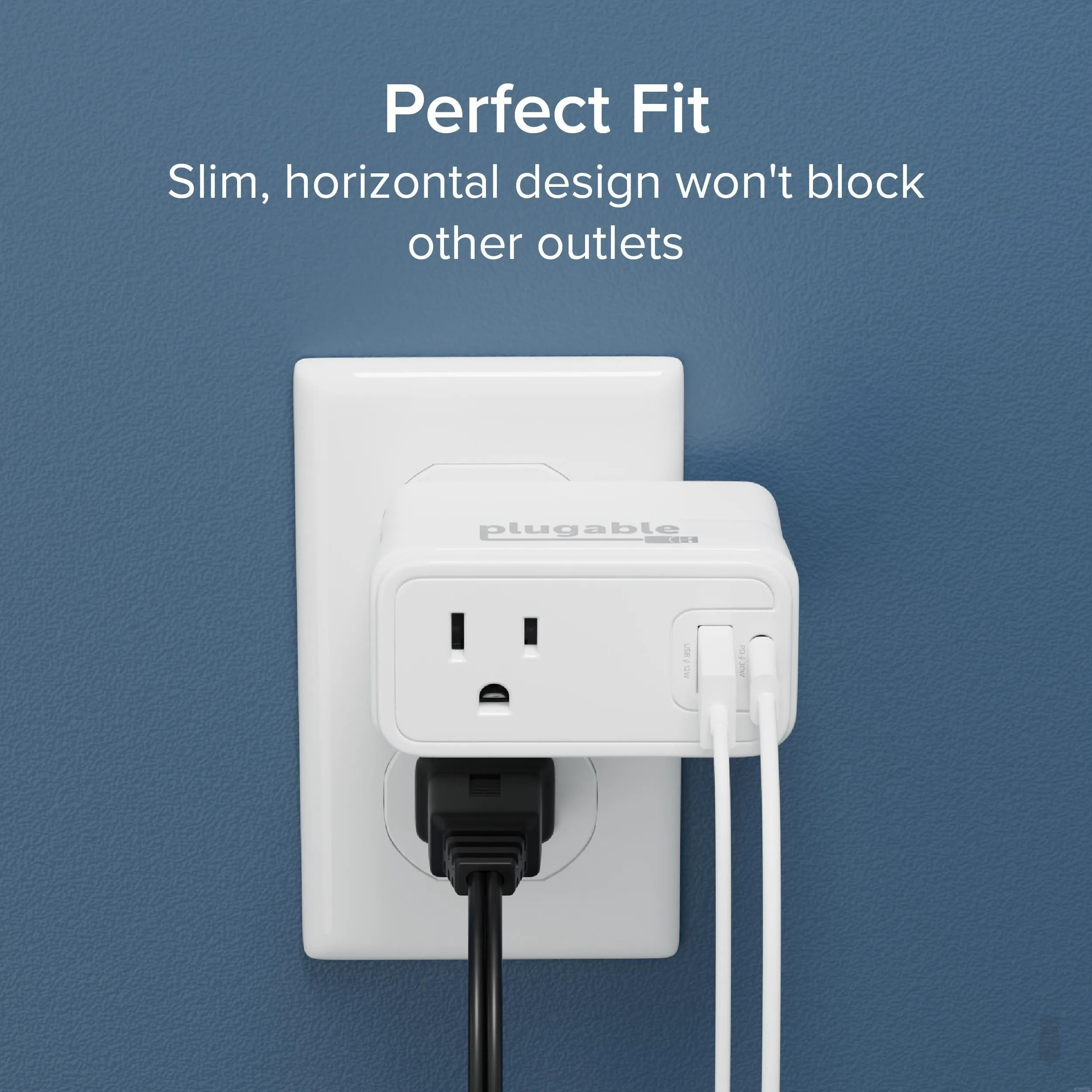 Plugable Outlet Extender with USB and USB-C Charger