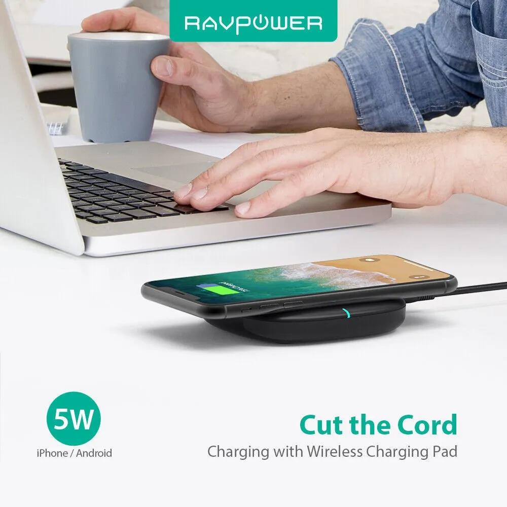 RAVPower 5W Wireless Charger Qi Certified Fast Charging Pad