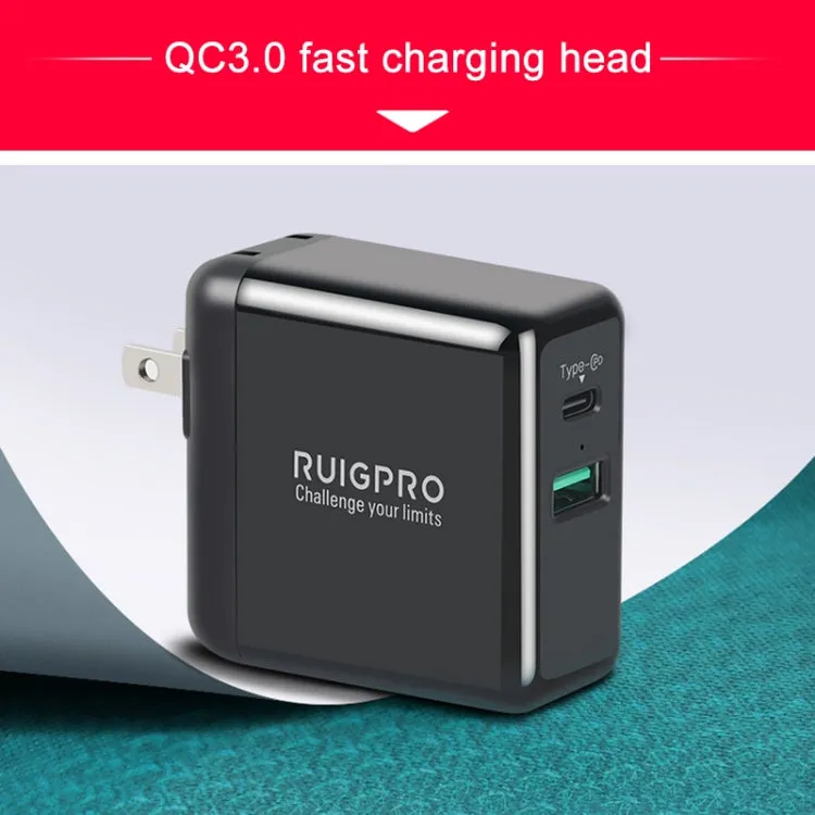 RUIGPRO 5V 3A QC 3.0   PD Quick Charger Power Adapter for DJI OSMO Action, US Plug