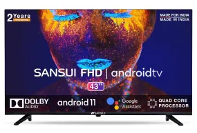 Sansui 109cm (43 inches) Full HD Certified Android LED TV JSW43ASFHD (Midnight Black) With Voice Search Smart Remote