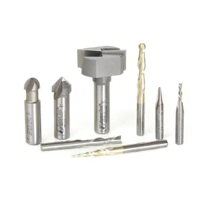 Signmaking Starter #III CNC Router Bit Collection | 8 Piece | 1⁄4 & 1⁄2" Shank | AMS-133 | 738685133330