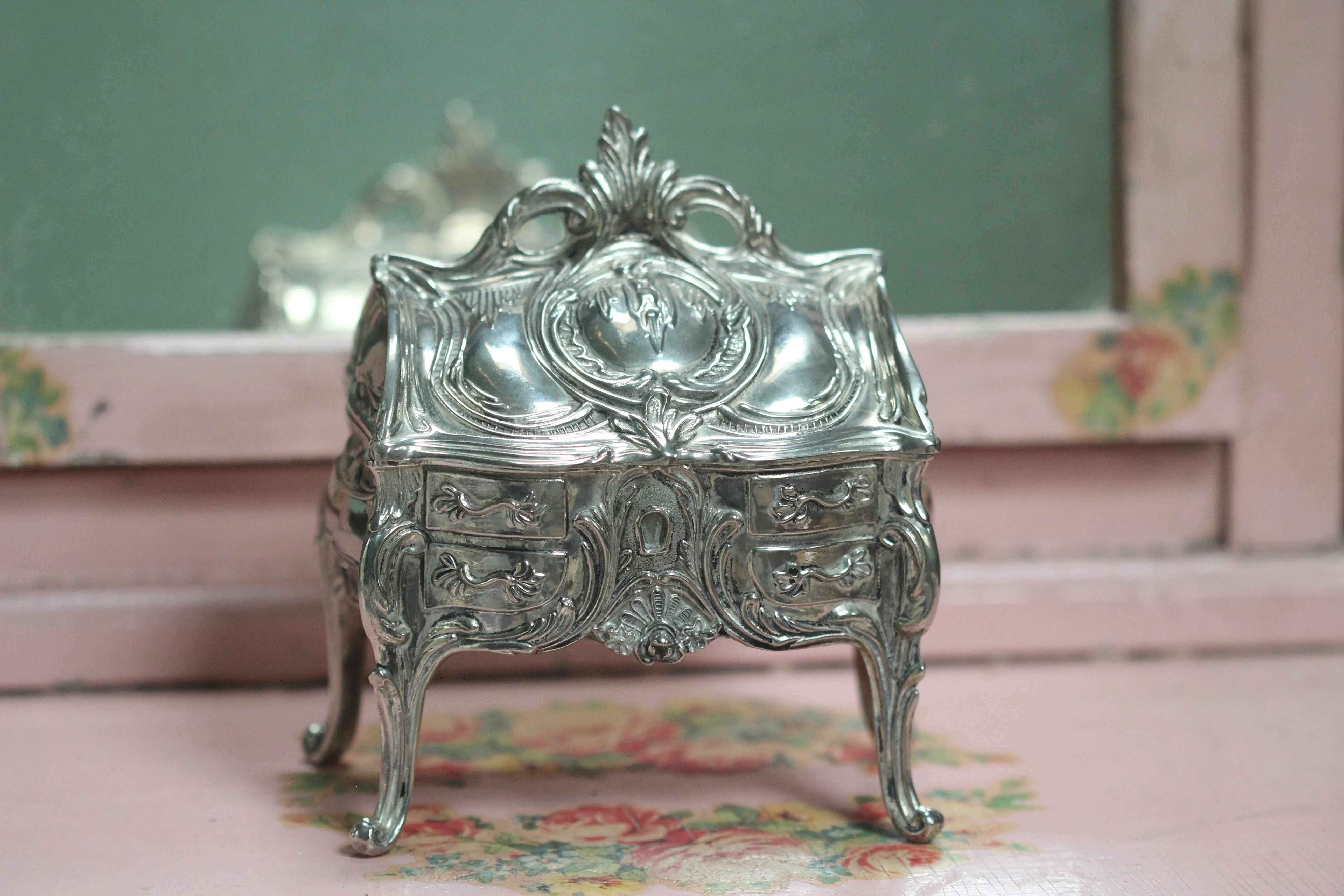 Silver Art Nouveau Jewelry Box