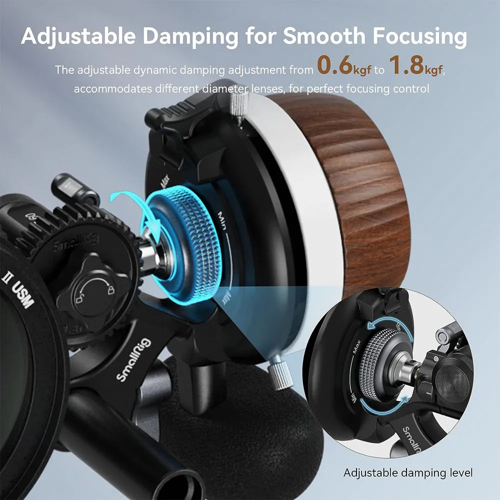 SmallRig F60 Classic Wooden Style Modular Non-Damping Follow Focus for DSLR & Mirrorless Camera Lens with A/B Stops, 3-Step Forward / Reverse Quick Switch, Detachable Palm Support, Silicone Gear Ring, Rod Clamp with NATO Rail | 3850