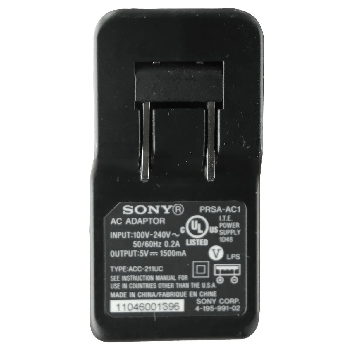 Sony (5V/1.5A) Single Port USB Wall Charger - Black (PRSA-AC1)