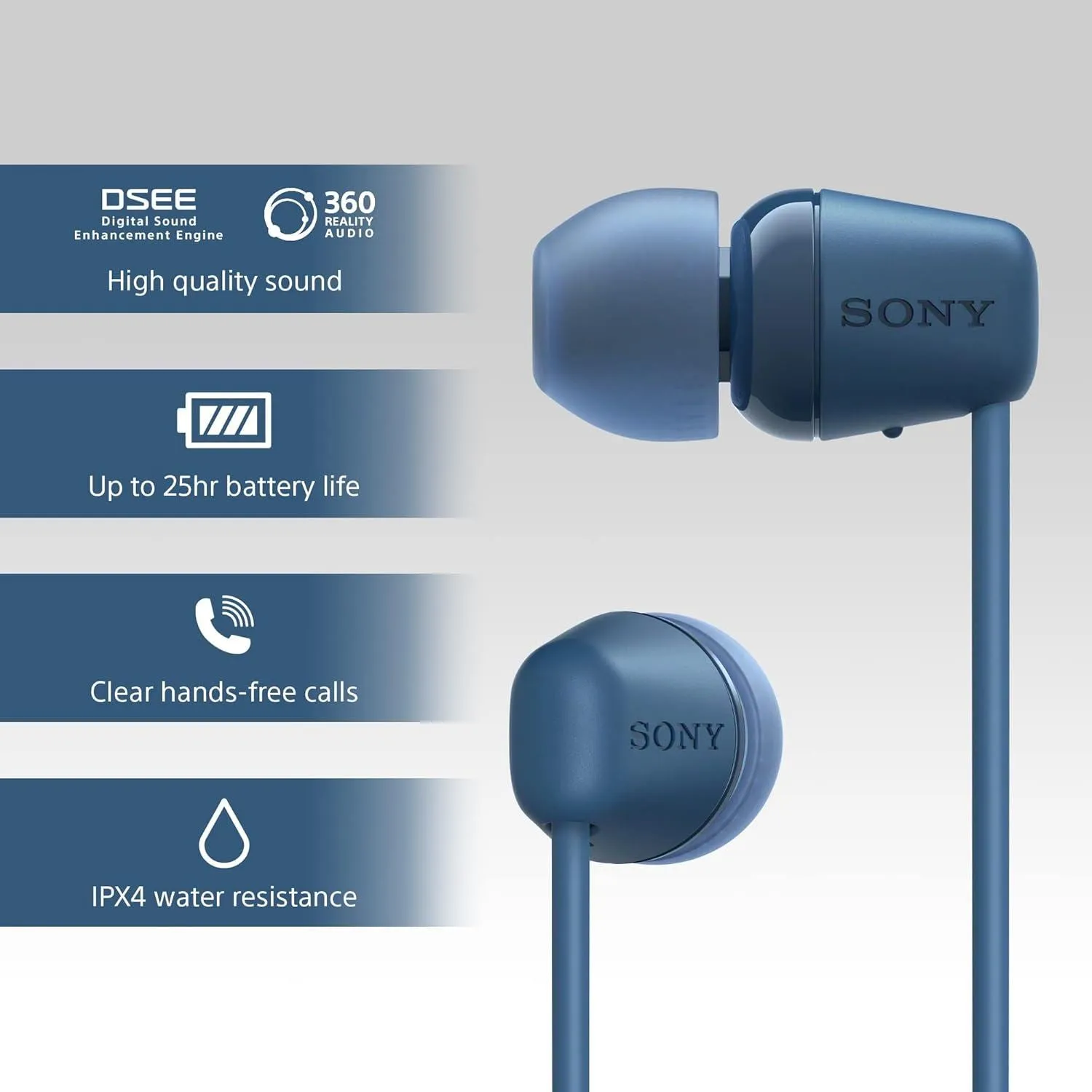 Sony In Ear Wireless Headphones Blue - WI-C100/LZ