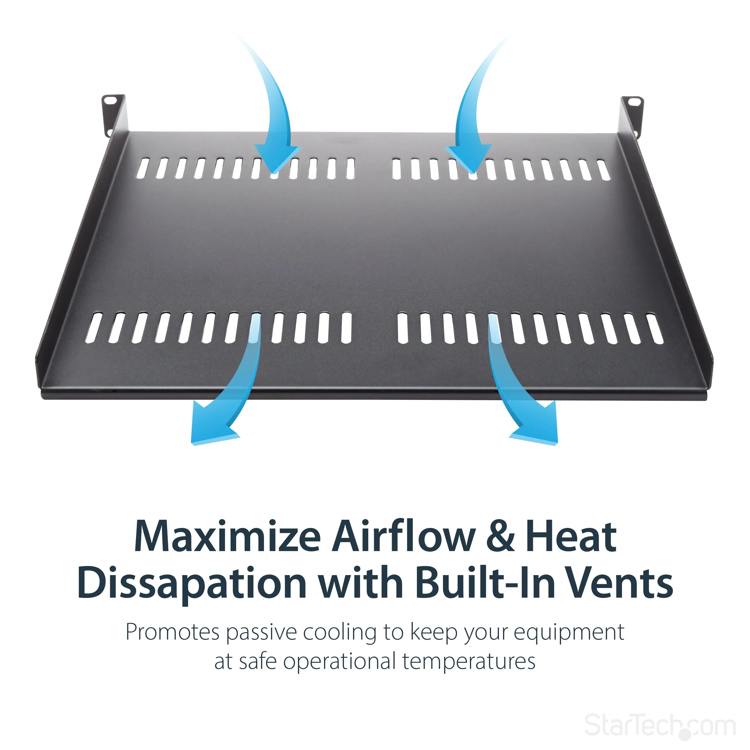 Startech.Com 1U Vented Server Rack Cabinet Shelf, 16In Deep Fixed Cantilever Tray, Rackmount Shelf For 19" Av/Data/Netwo