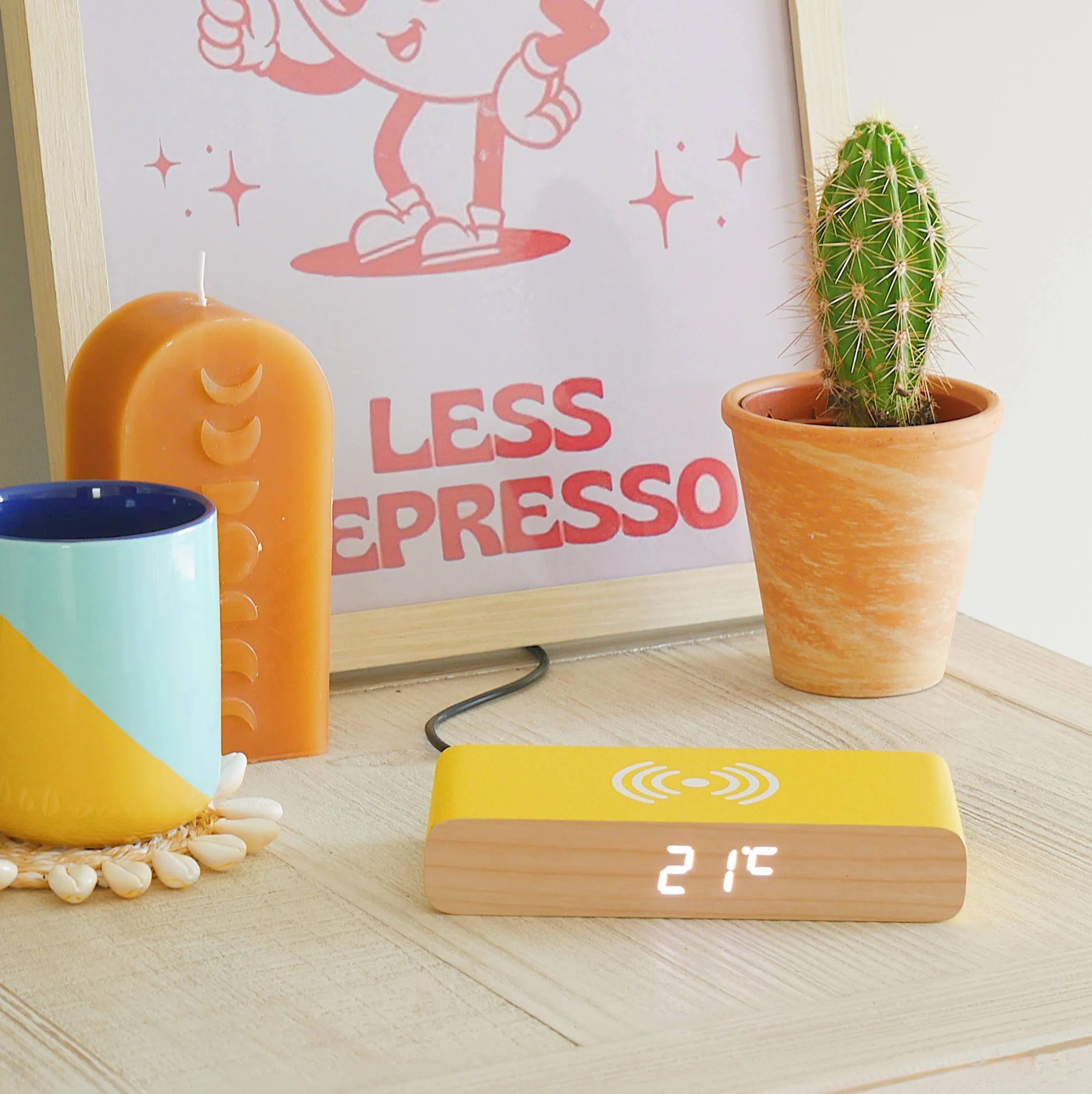 Steepletone  Rise Charge - Wireless Charger & Alarm Clock: Yellow