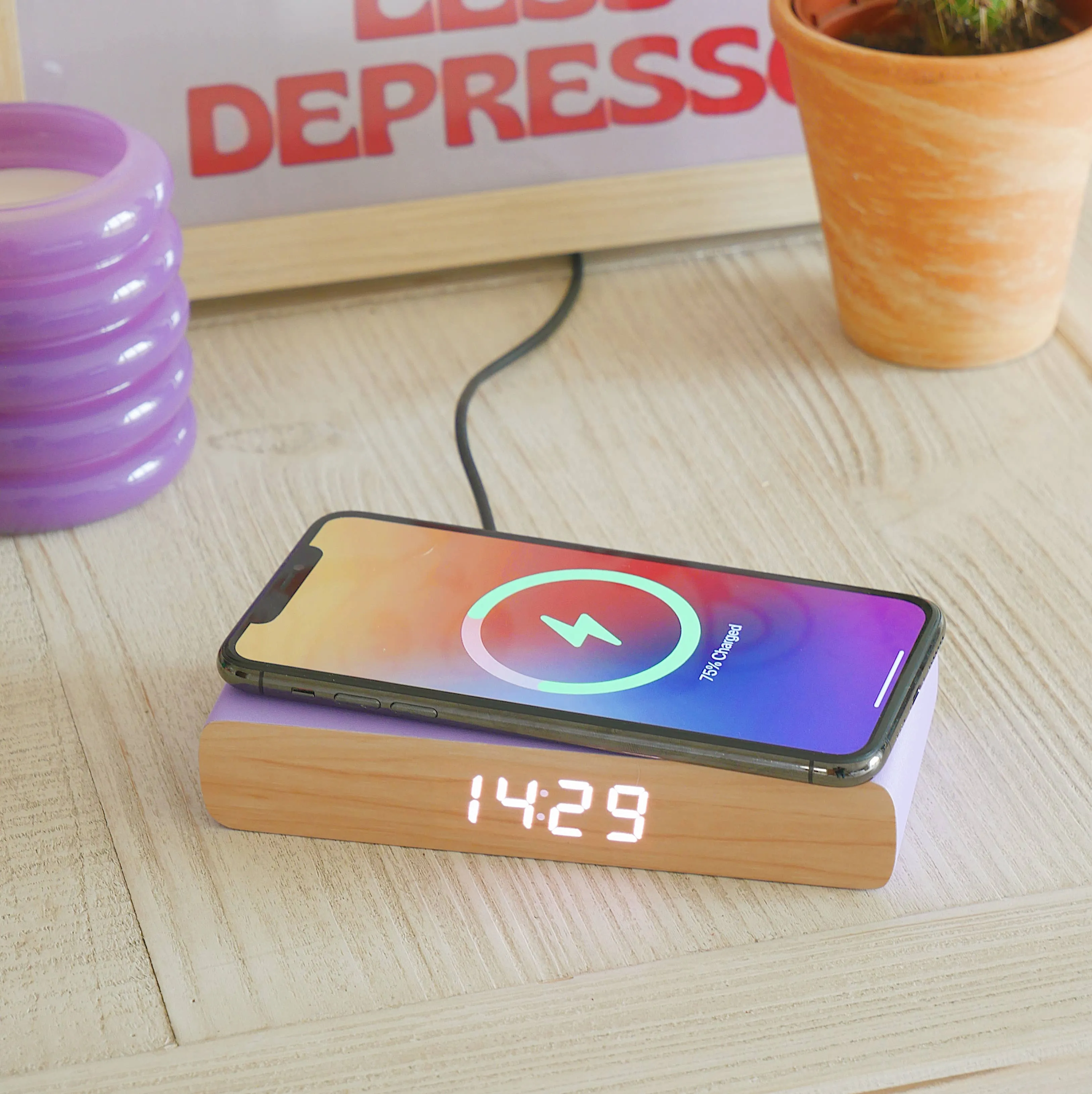 Steepletone  Rise Charge - Wireless Charger & Alarm Clock: Yellow