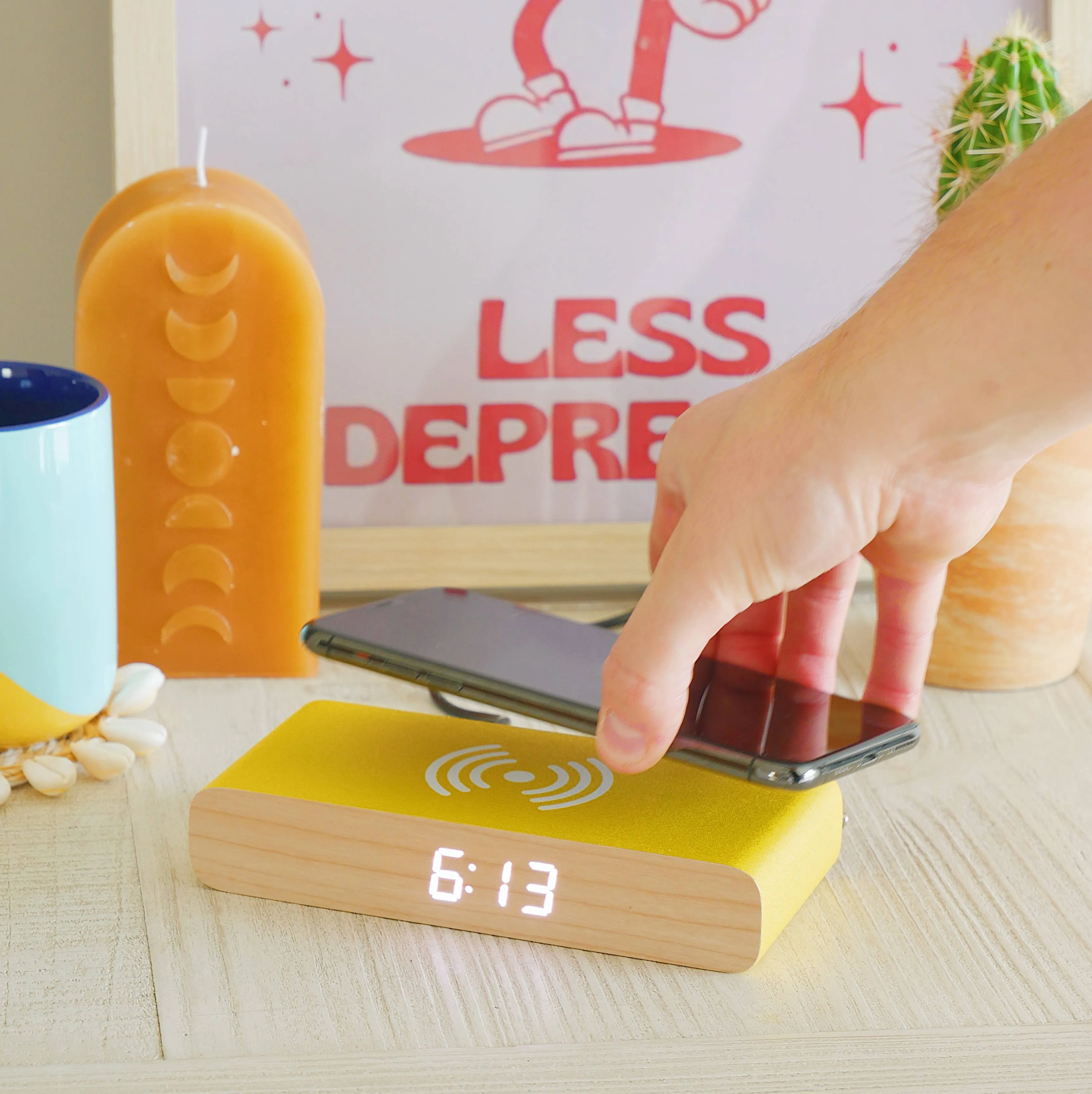 Steepletone  Rise Charge - Wireless Charger & Alarm Clock: Yellow