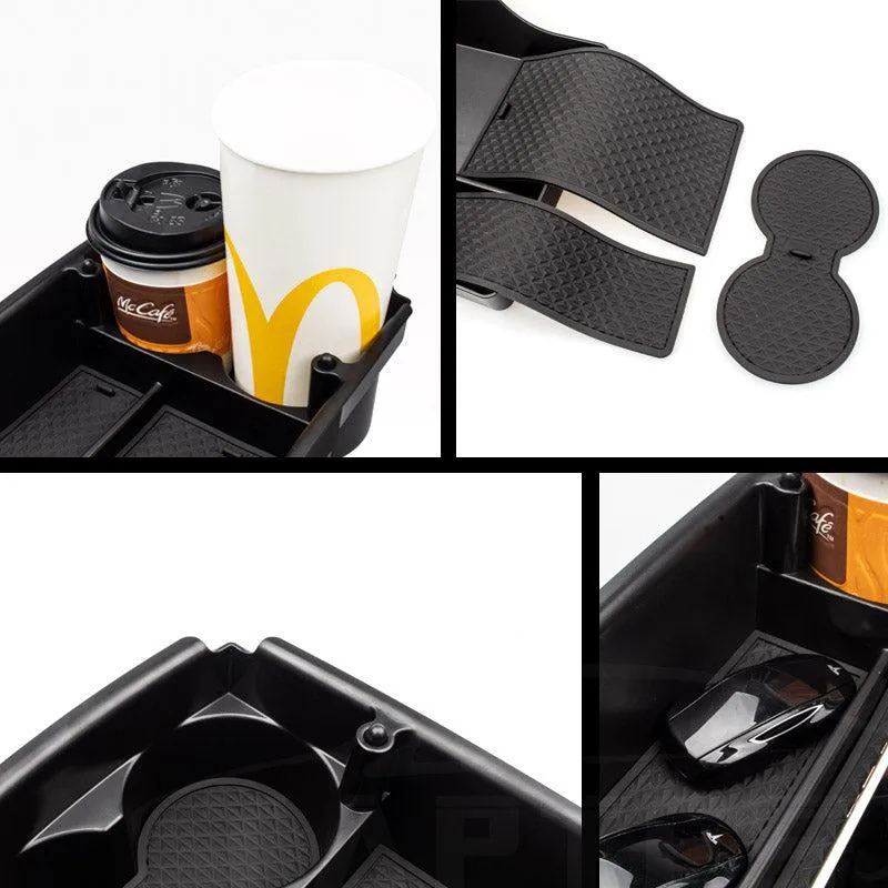 TAPTES Center Console Organizer Storage Box with Cup Holder for Model S