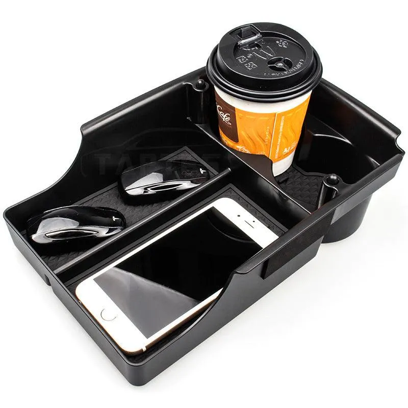 TAPTES Center Console Organizer Storage Box with Cup Holder for Model S