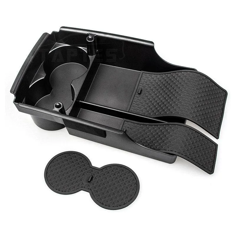 TAPTES Center Console Organizer Storage Box with Cup Holder for Model S