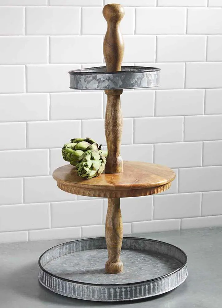 Tin Wood Tiered Server by Mud Pie