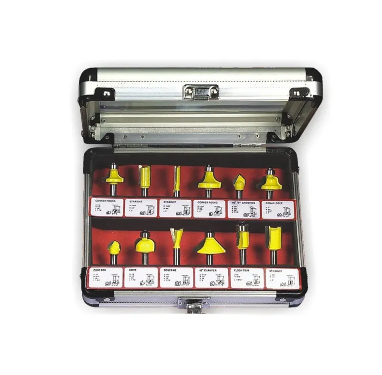 Tork Craft | Router Bit Set Aluminium/Glass Case 1/4" 12Pc