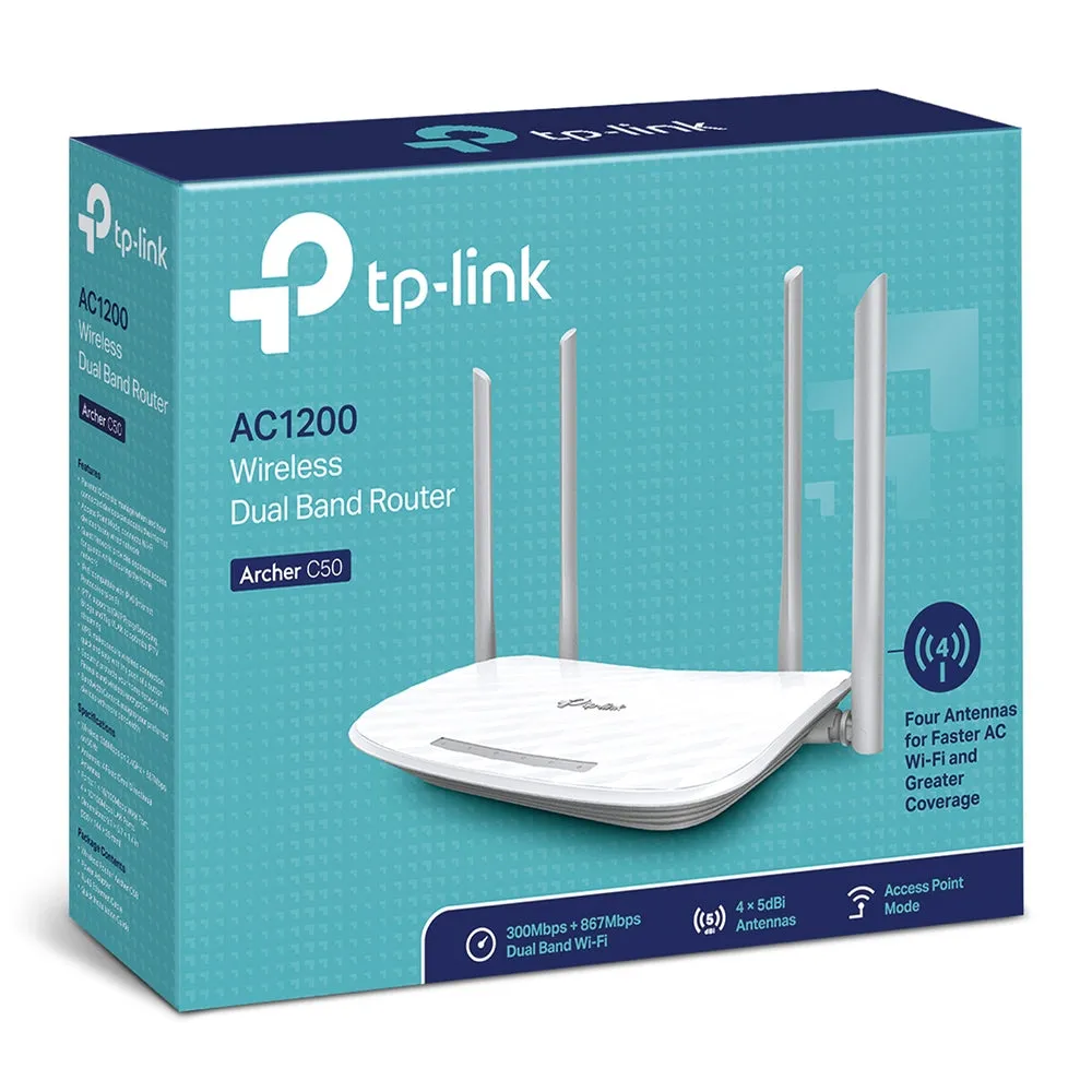 Tp-Link Archer C50 Wireless Router Fast Ethernet Dual-Band (2.4 Ghz / 5 Ghz) Black