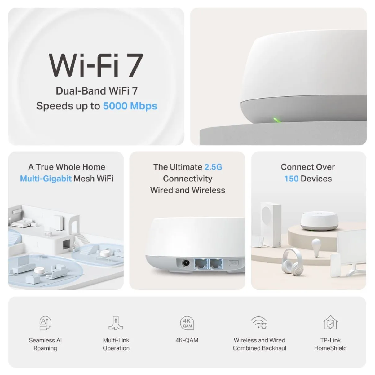 TP-Link Deco BE25 (1件裝) BE5000 雙頻 Wi-Fi 7 Mesh 路由器