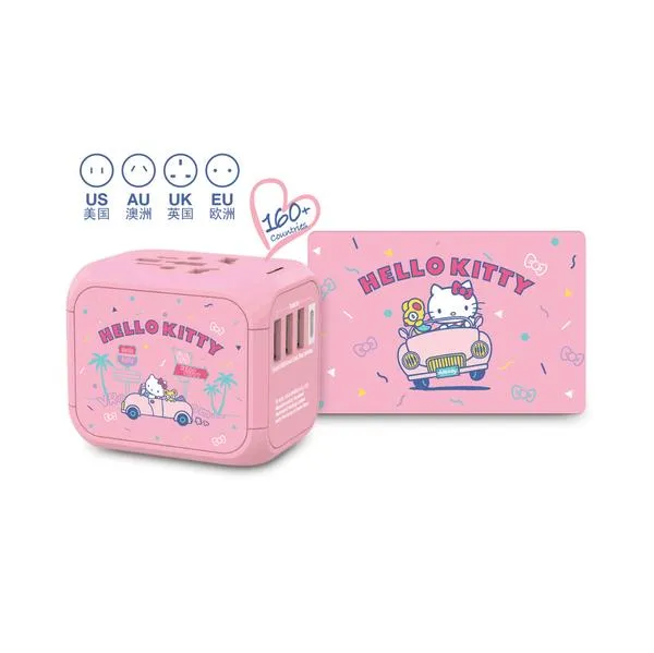 Travelmall x Hello Kitty 4USB Travel Adaptor Set With SIM Card Holder