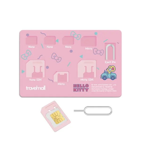 Travelmall x Hello Kitty 4USB Travel Adaptor Set With SIM Card Holder