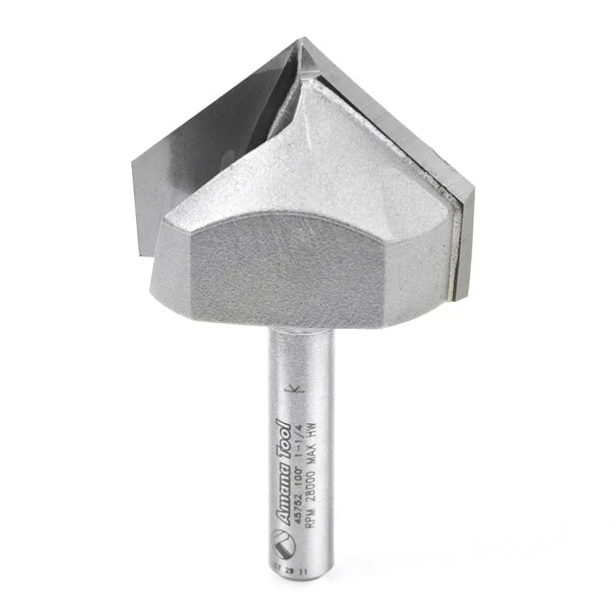 V Groove Router Bit | 100°x 1 1⁄4 Dia x 53⁄64 x 1⁄4" Shank | 45752 | 738685757529