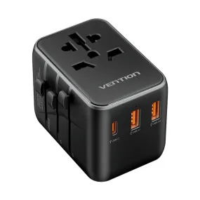 Vention 20W Multi-Port Fast Charger Universal Travel Adapter with US/AU/UK/EU Male and Female Plugs for Smartphone, Tablet, Laptop etc. | FJE