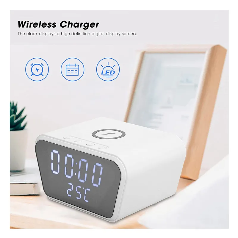 White Multi-Function Plastic Battery Powered Fast Charger And Clock - Ay-21