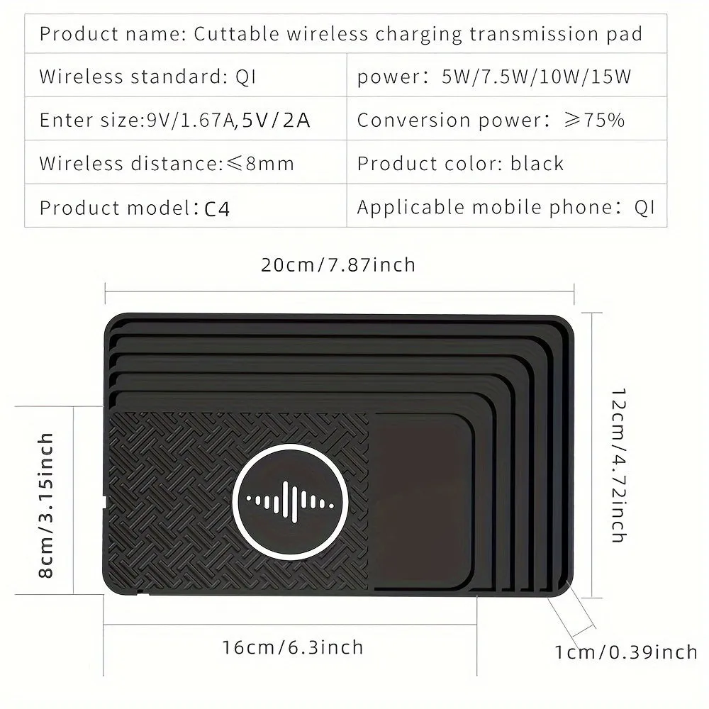 Wireless Car Charger, Wireless Fast Charging Board, Multi Device Charging Station, 15W Anti Slip Energy Disc