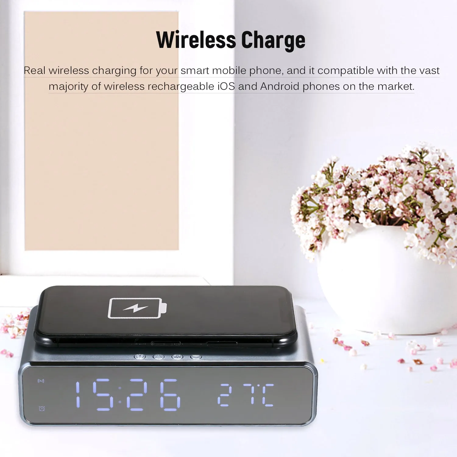 Wireless Charger LED Desk Clock