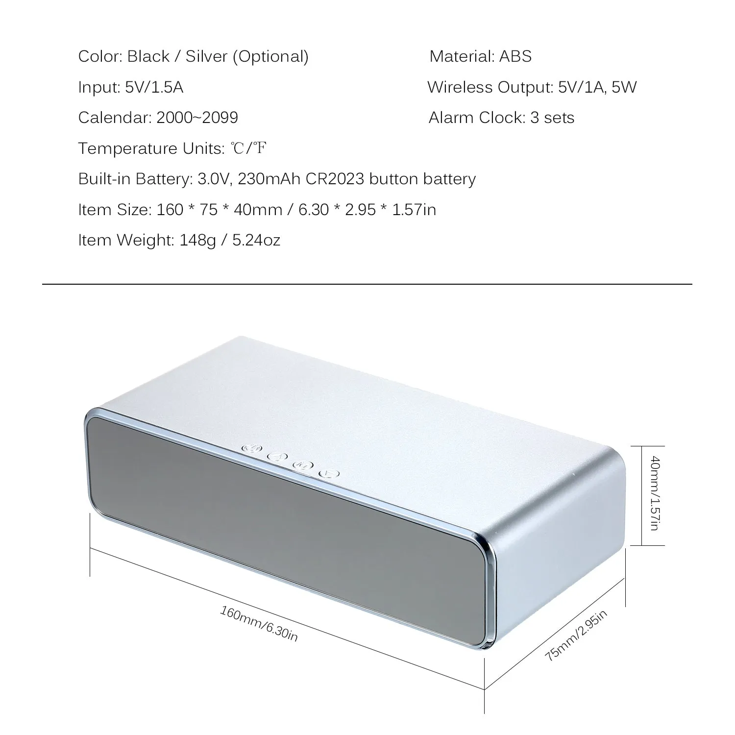 Wireless Charger LED Desk Clock