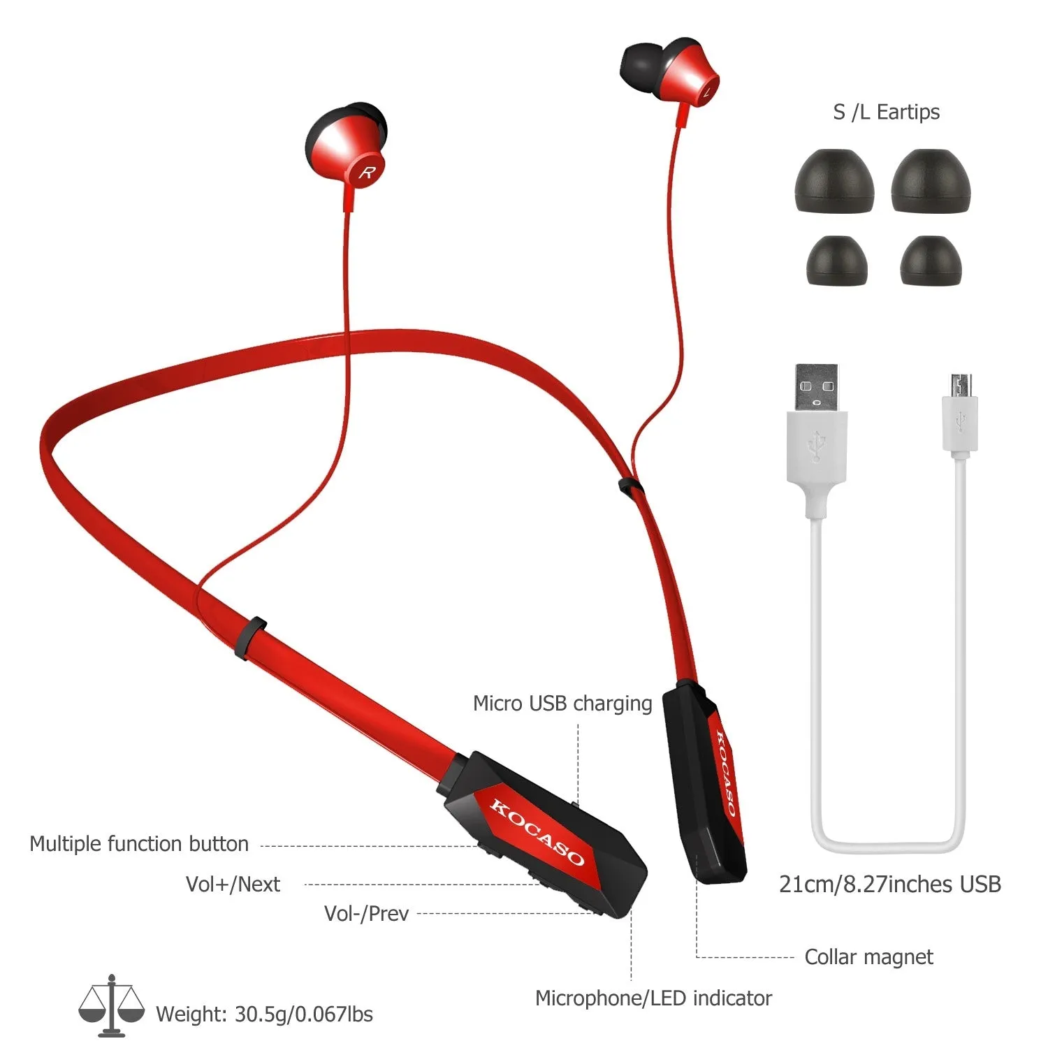 Wireless Neckband V4.2 Sweat-proof Sport Headsets Earbuds