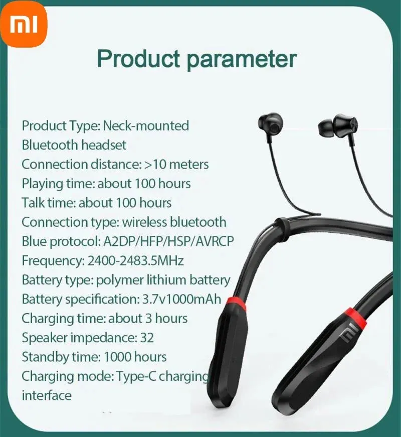 Xiaomi Wireless Bluetooth 5.1 Sport Earbuds Built-In Mic Neckband Headphone I35 Stereo Earbuds Headset for Running 200 Hour Play