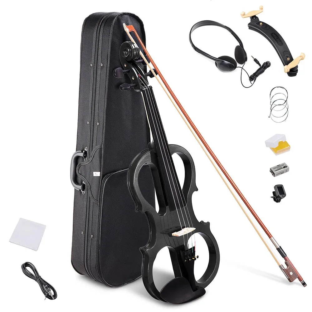 Yescom 4/4 Full Size Electric Violin Bow Headphone Case Set