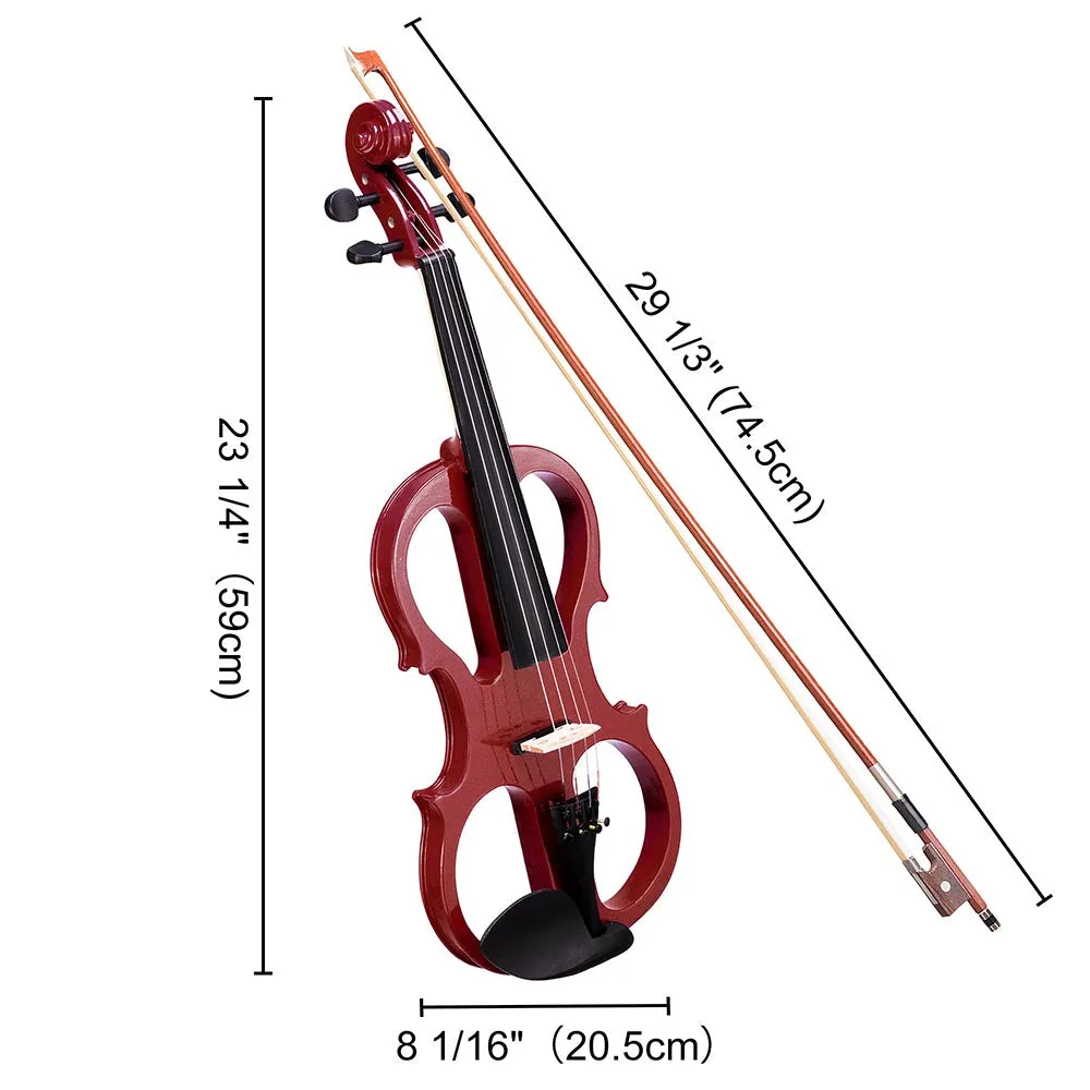 Yescom 4/4 Full Size Electric Violin Bow Headphone Case Set