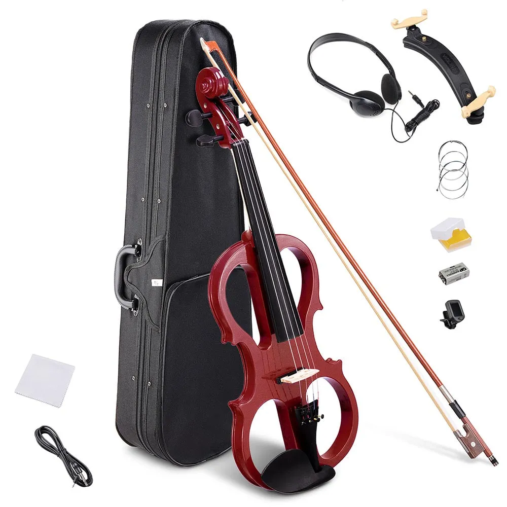 Yescom 4/4 Full Size Electric Violin Bow Headphone Case Set