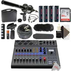 Zoom LiveTrak L-8 Portable Podcast 8-Track Digital Mixer and Multitrack Recorder   Shotgun Microphone Accessory Kit